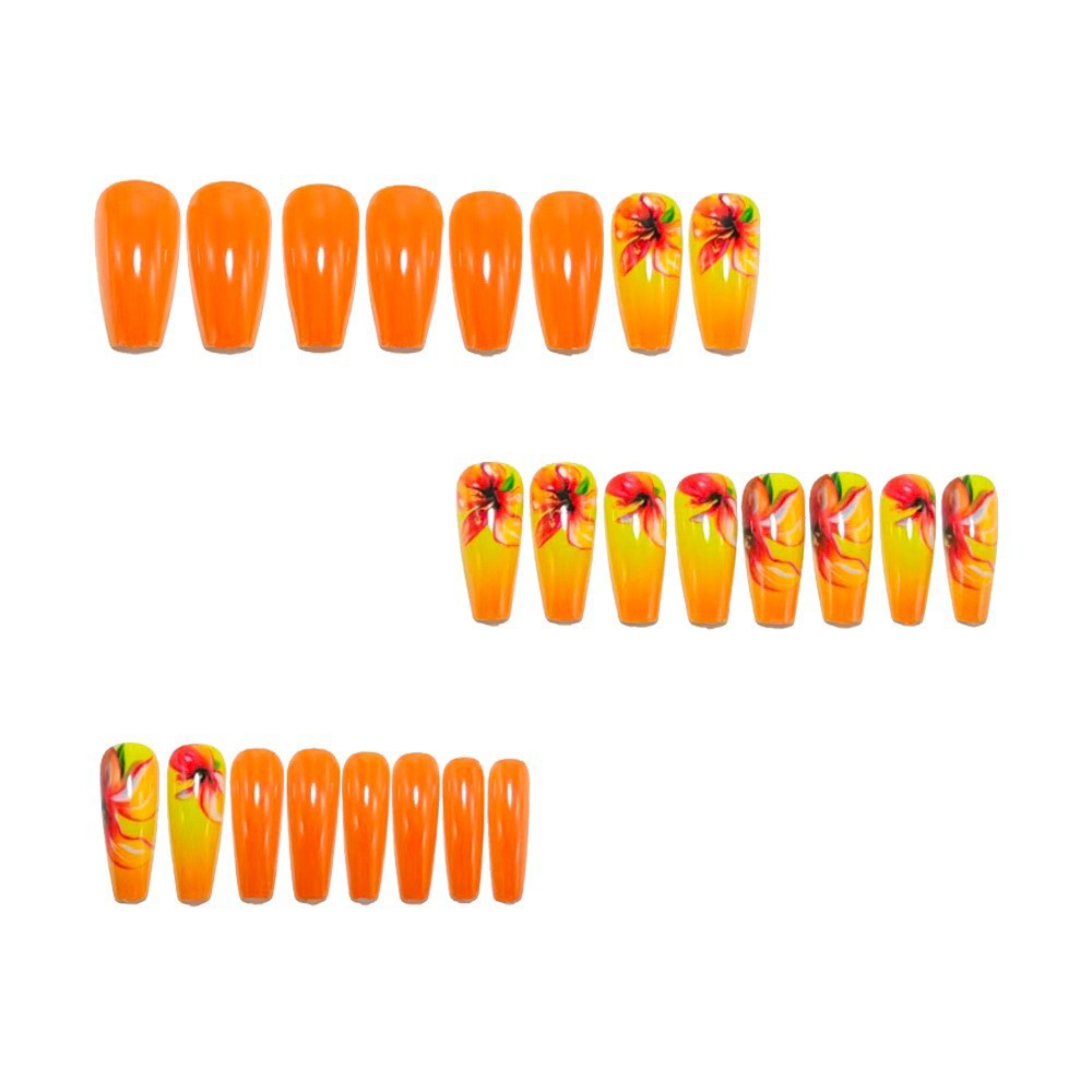 Acrylic nails with gradient color and floral design Acalora