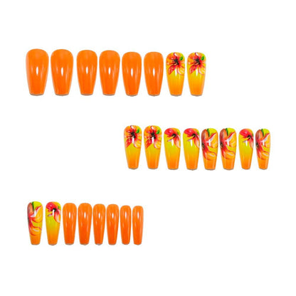Acrylic nails with gradient color and floral design Acalora