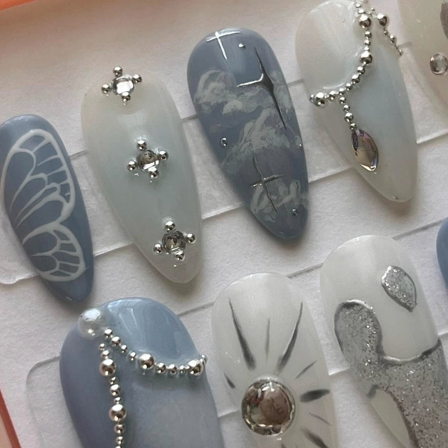 Celestial Design Press-On Nails with Gem Accents Acalora