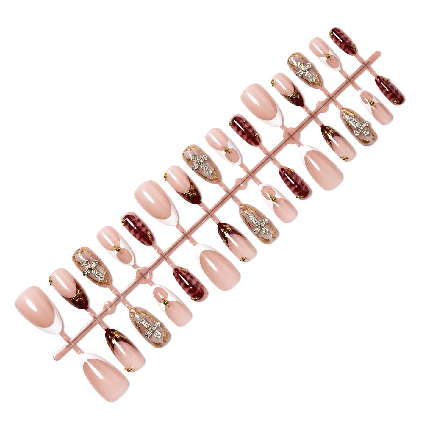 Premium Decorative Press-On Nail Art Set with Gold Accents Acalora