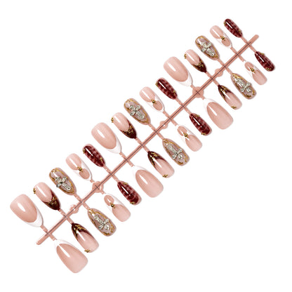 Premium Decorative Press-On Nail Art Set with Gold Accents Acalora