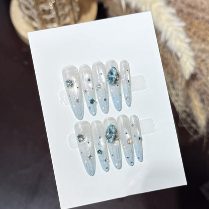 Glamorous Crystal Embellished Press-On Nails Acalora
