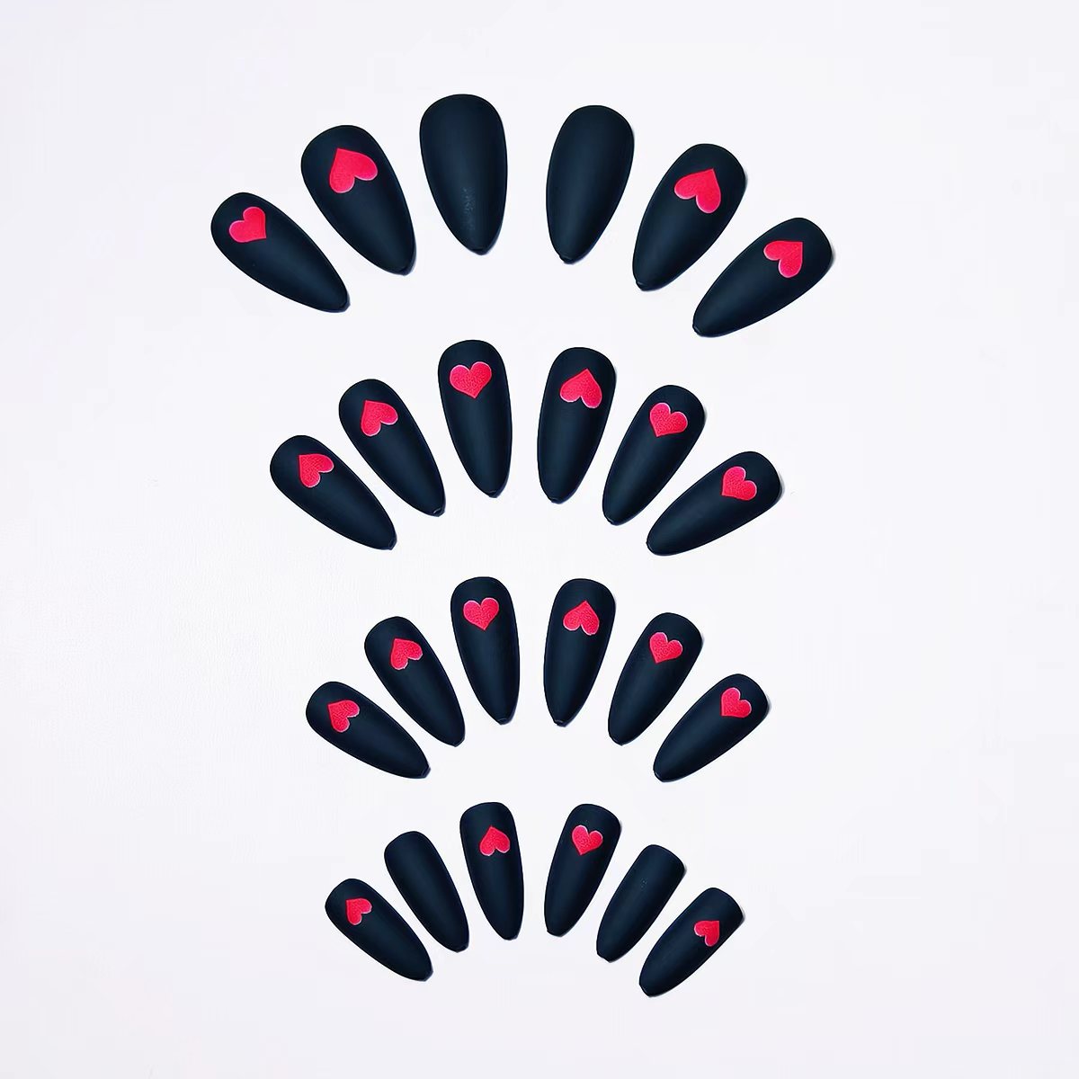 Heart-Embellished Matte Nail Art Acalora
