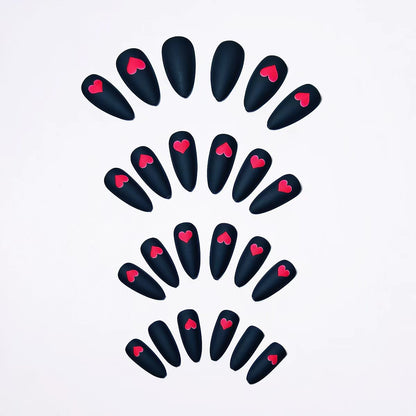 Heart-Embellished Matte Nail Art Acalora