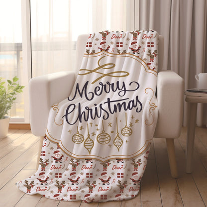 Festive Holiday-Themed Fleece Throw Blanket