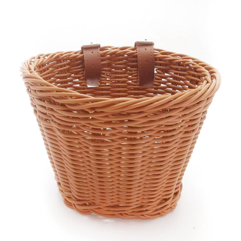 Decorative Woven Storage Basket with Leather Handles Acalora