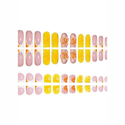 Decorative Floral Print Press-On Nails Acalora