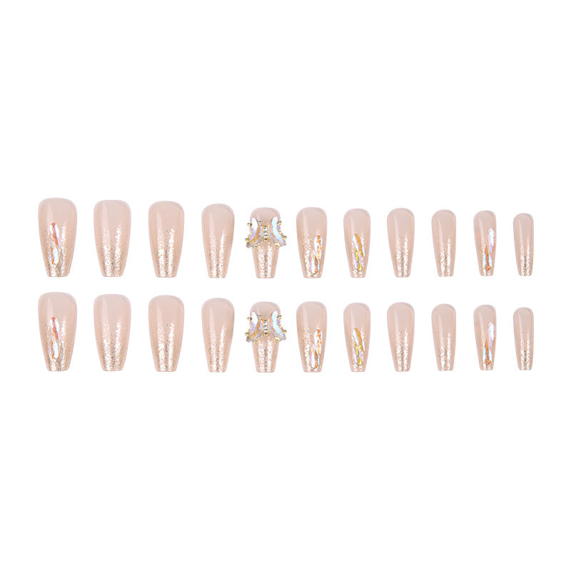 Art nail set with sparkling 3D butterfly decorations Acalora