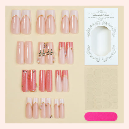 Decorative Press-On Nail Set with Glamorous Accents Acalora