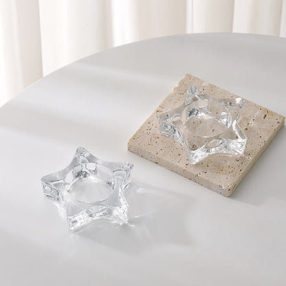 Star-Shaped Thick Crystal Glass Tealight Candle Holder Acalora