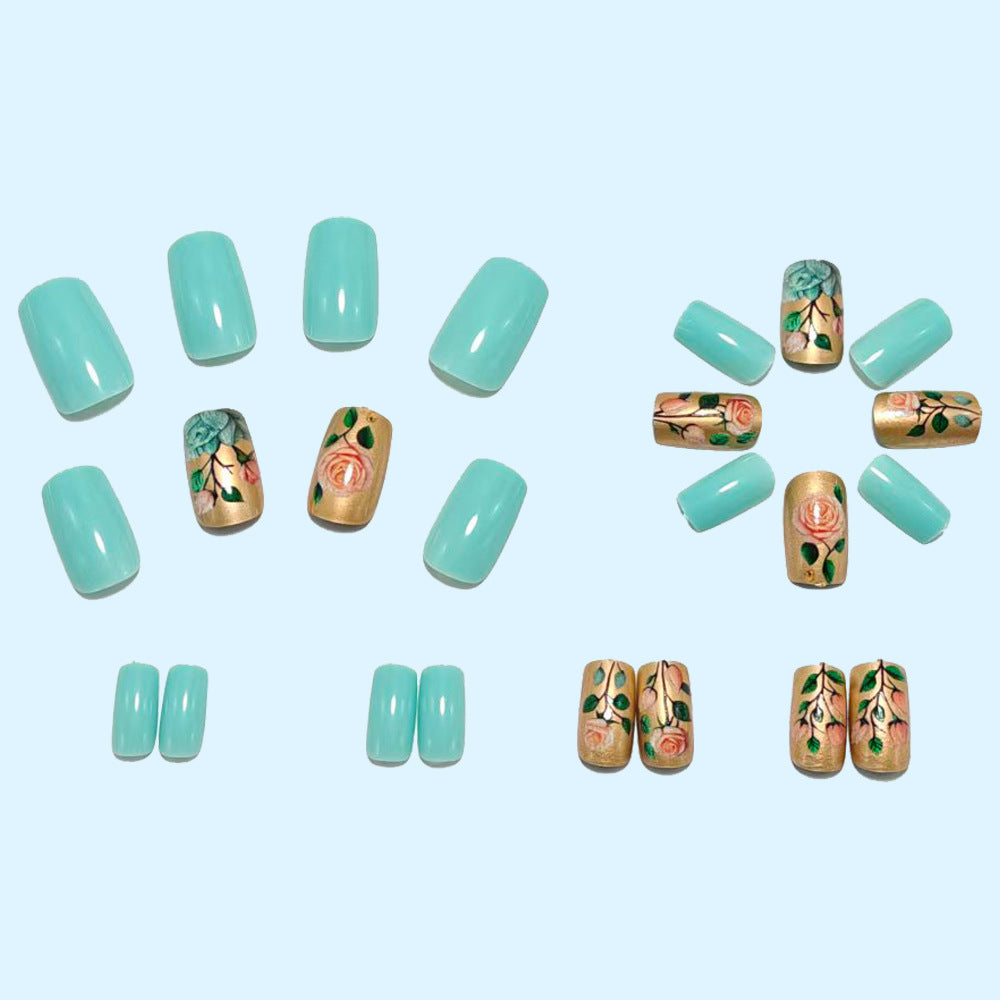 Artificial nails with floral 3D rose decor Acalora