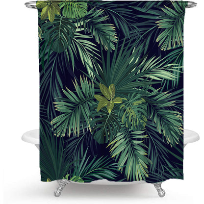 Tropical Leaf Print Shower Curtain