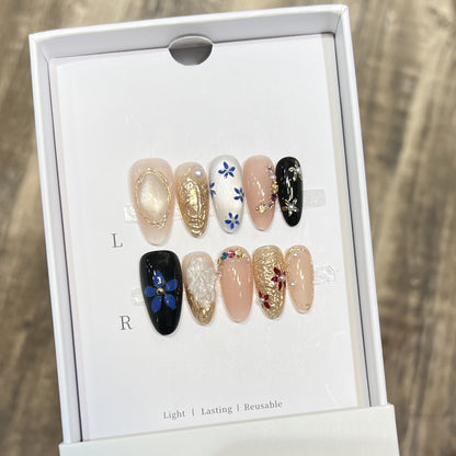 Elegant Floral Press-On Nail Set Acalora