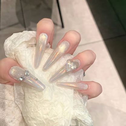 Stiletto Press-On Nail Extensions with Crystal Accents Acalora
