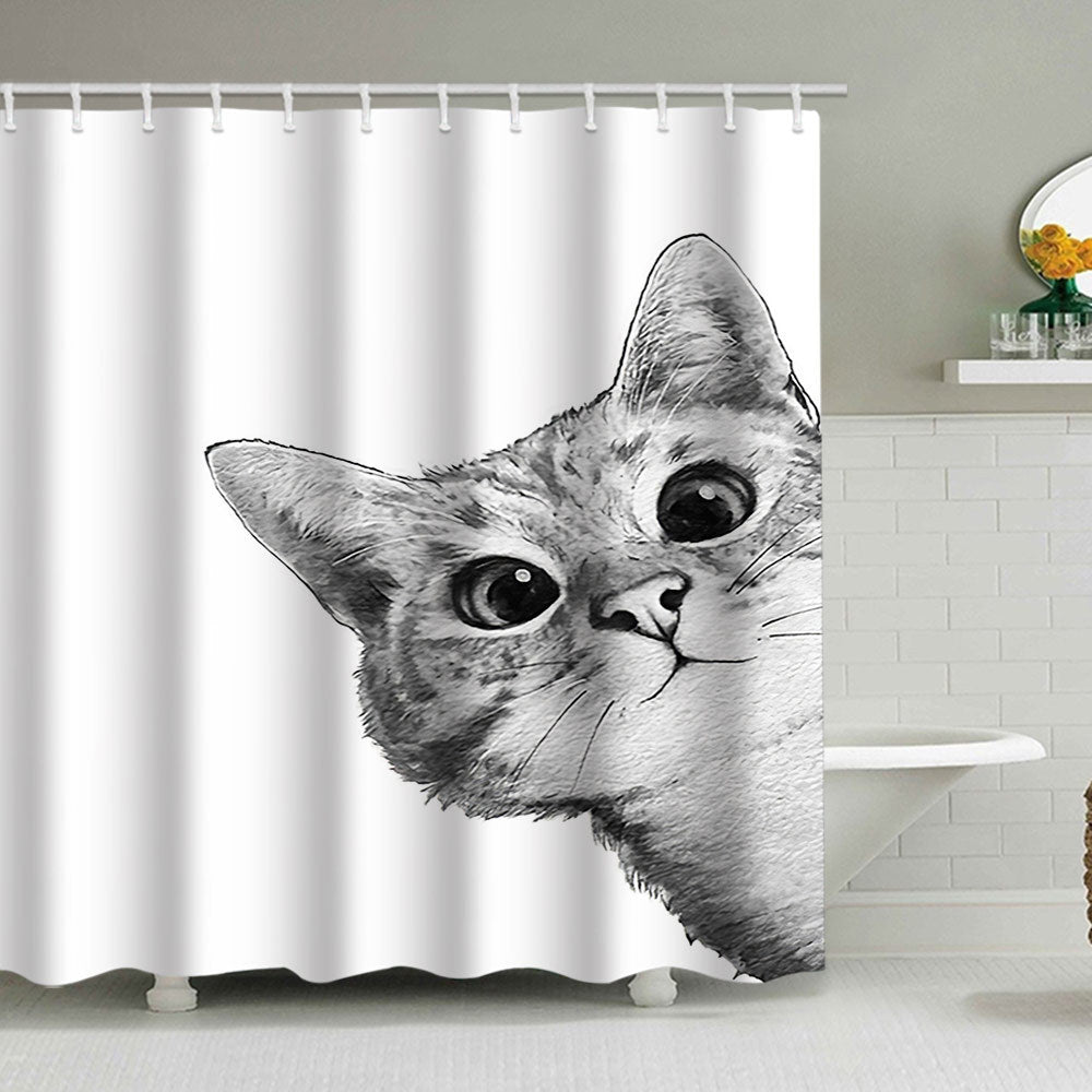 Artistic Dog Illustration Shower Curtain