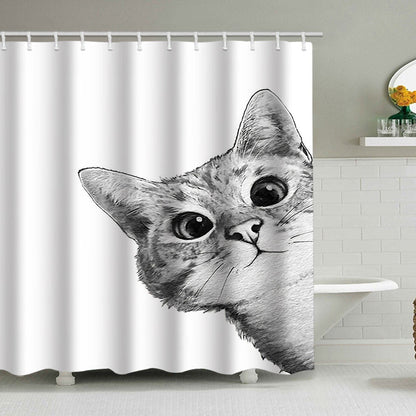 Artistic Dog Illustration Shower Curtain