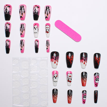 Acrylic nail set with creepy Halloween design and playful motifs Acalora