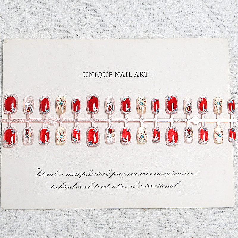 Nail set with sparkly glitter and creative design accents Acalora