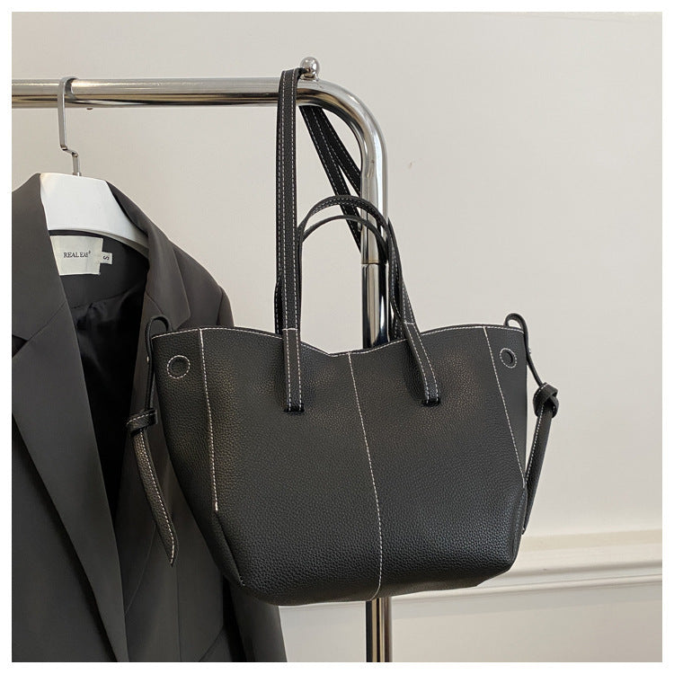 Textured Leather Everyday Tote Bag Acalora