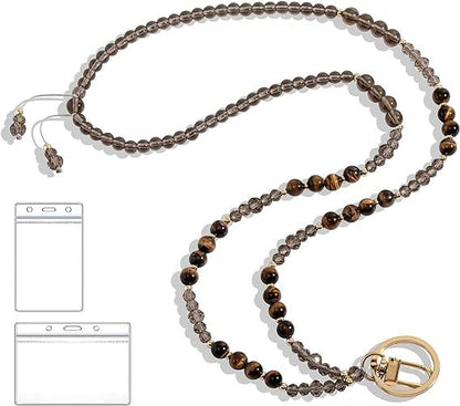 Beaded Lanyard with Retractable ID Holder Acalora