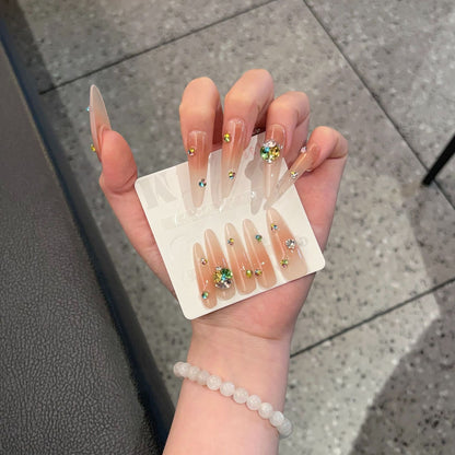 Glamorous Stiletto Press-On Nail Set with Colorful Gem Accents Acalora