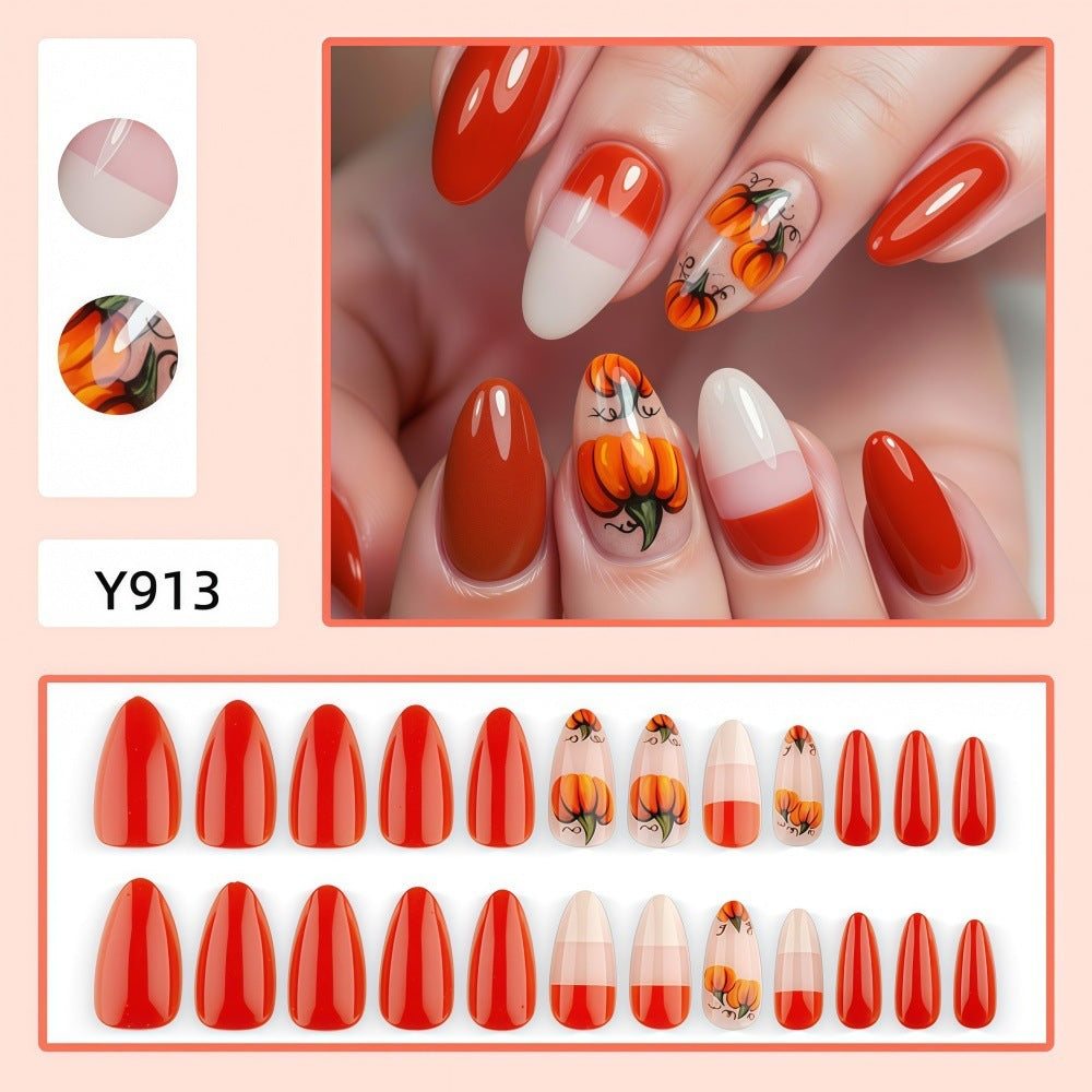 Artificial nails with autumn pumpkin design Acalora