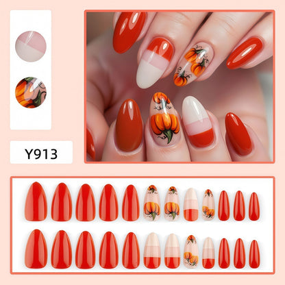 Artificial nails with autumn pumpkin design Acalora