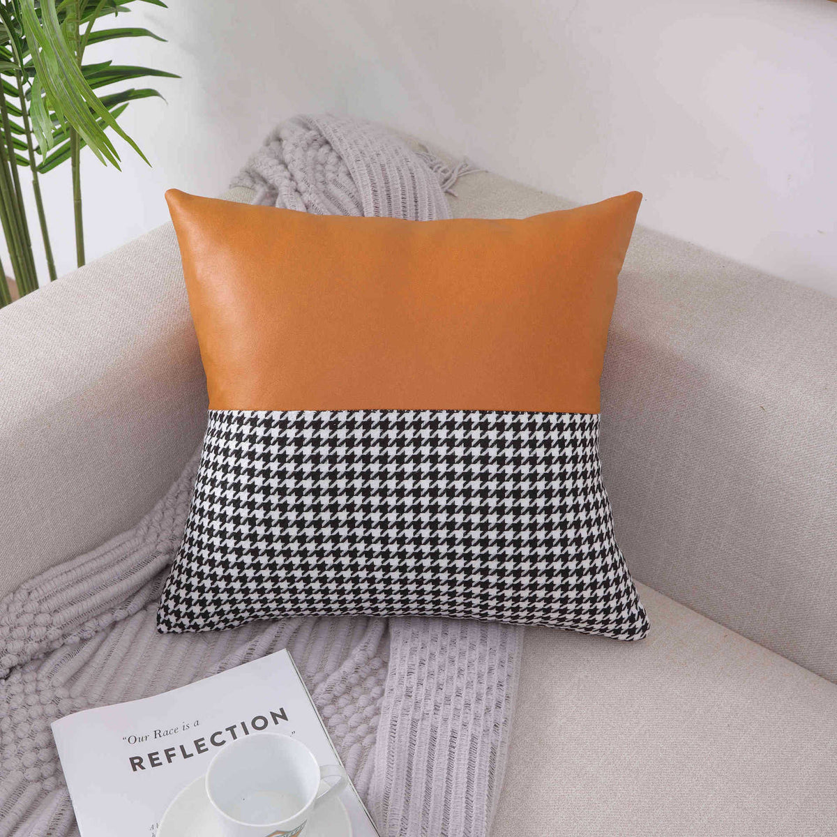 Decorative Houndstooth Pattern Cushion Cover