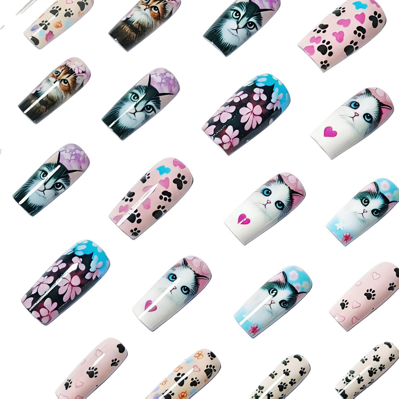 Artistic Cat-Themed Nail Art Acalora