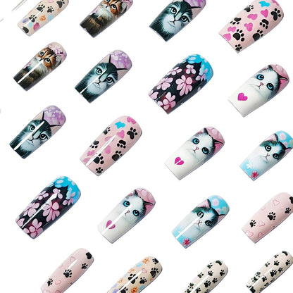 Artistic Cat-Themed Nail Art Acalora