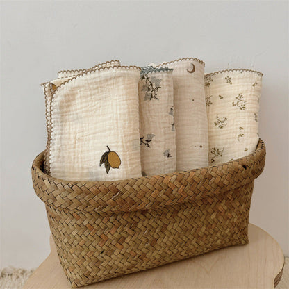 Women's Cozy Cotton Blanket with Floral Design Skanto