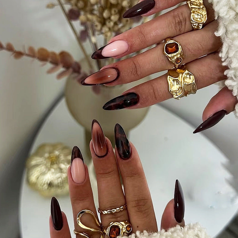 Premium Gradient Press-On Nail Set with Artistic Finish Acalora