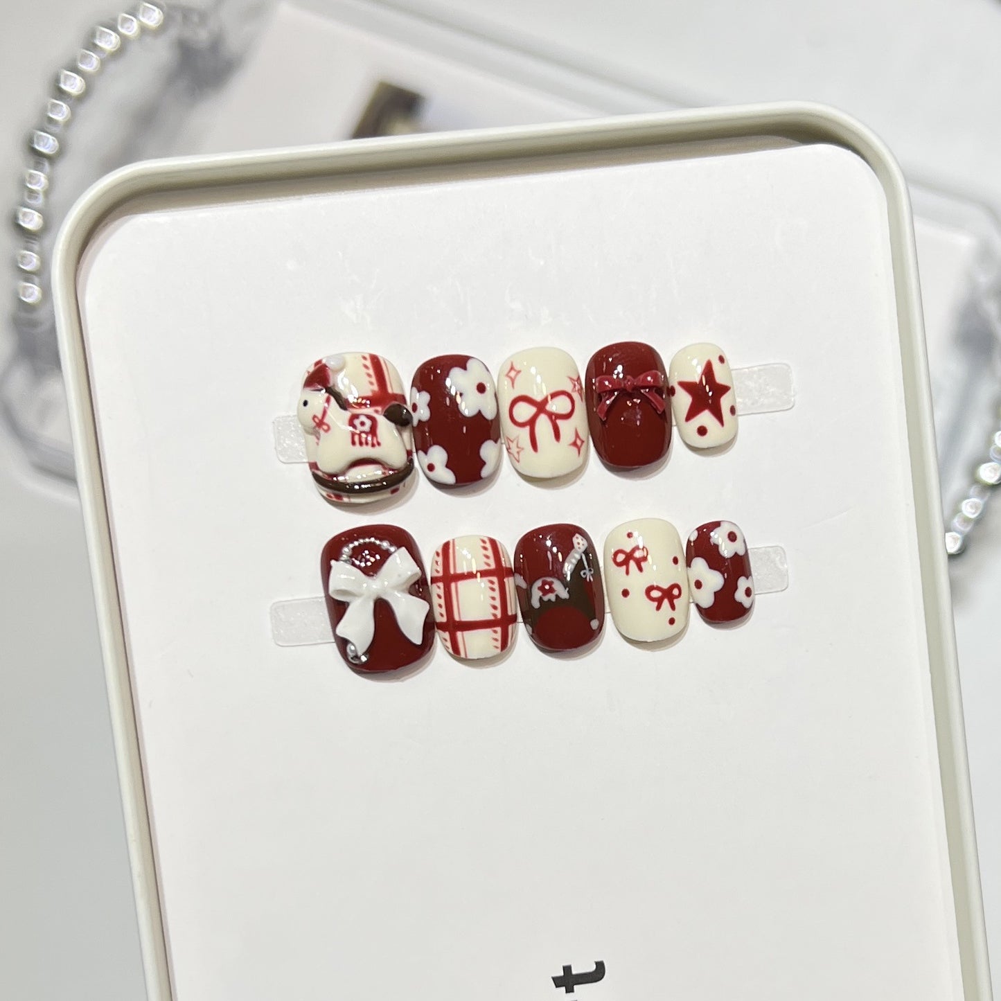 Decorative Press-On Nail Art Set with Unique Patterns Acalora
