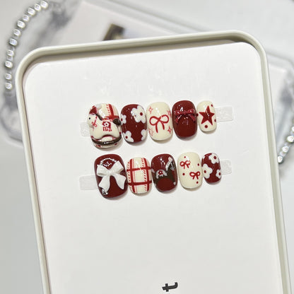 Decorative Press-On Nail Art Set with Unique Patterns Acalora