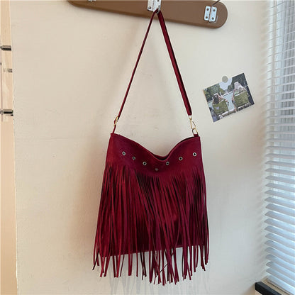 Fringe Suede Crossbody Bag Acalora