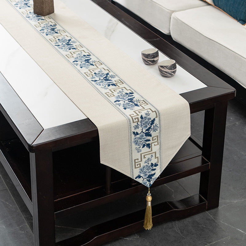 Elegant Floral Embroidered Table Runner