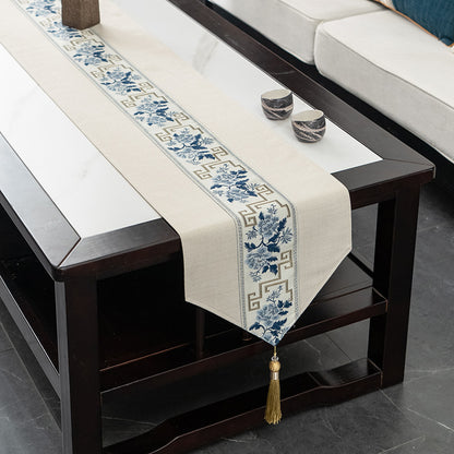 Elegant Floral Embroidered Table Runner