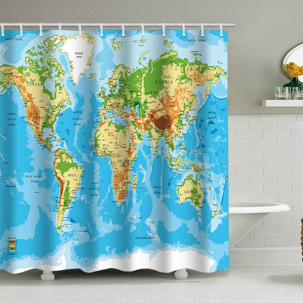 Vintage World Map Shower Curtain