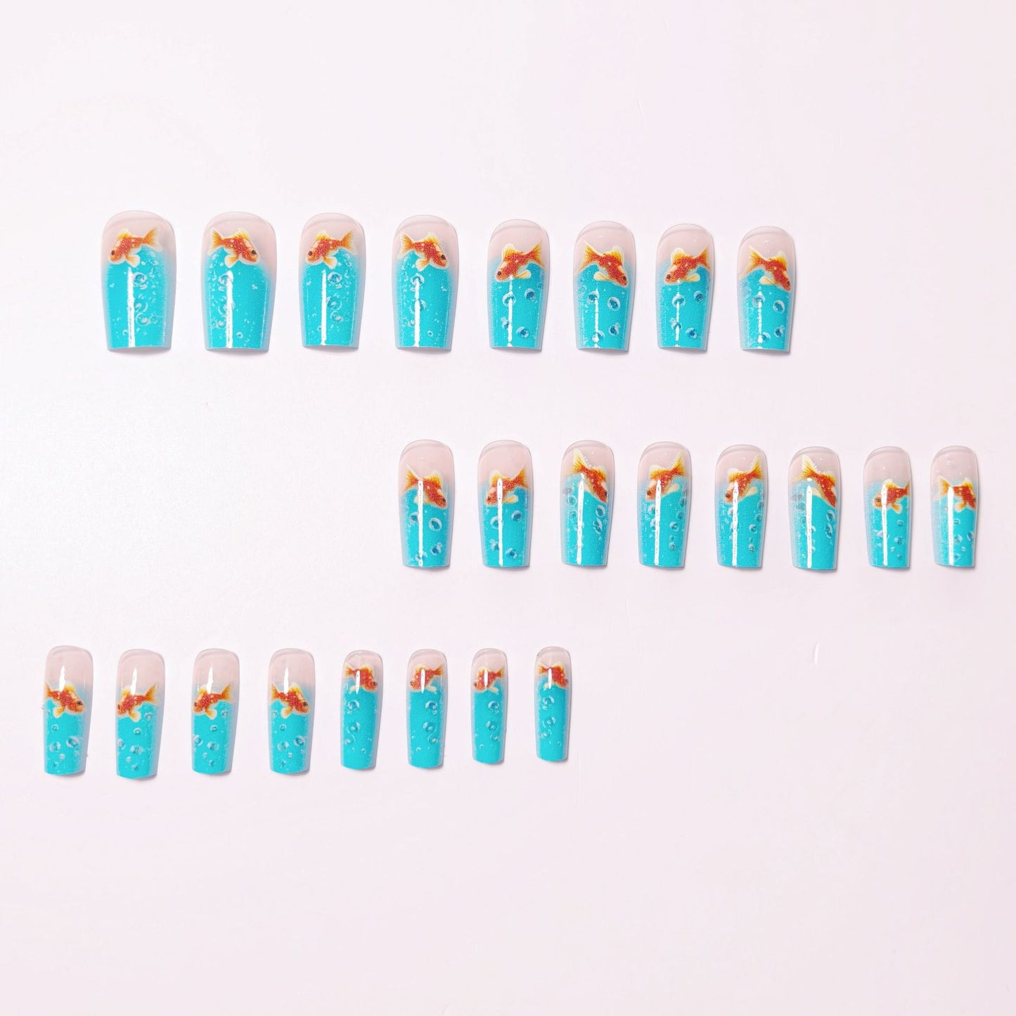 3D Fish and Bubbles Acrylic Nail Art Acalora