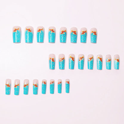 3D Fish and Bubbles Acrylic Nail Art Acalora