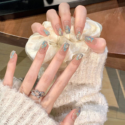 Glamorous artificial nail set with luxurious glitter elements Acalora