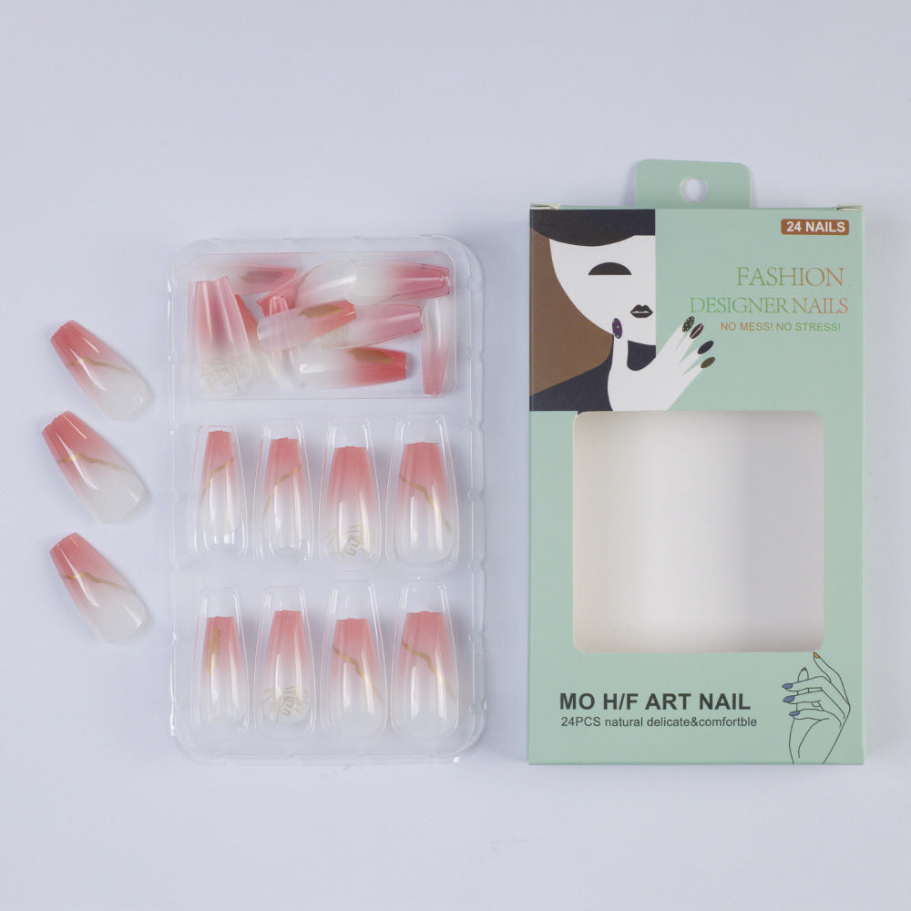 Nail art in an elegant gradient with gold accents Acalora
