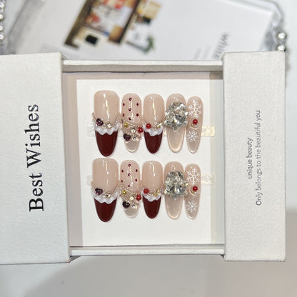 Glittery Press-On Nail Art Set with Snowflake Design Acalora