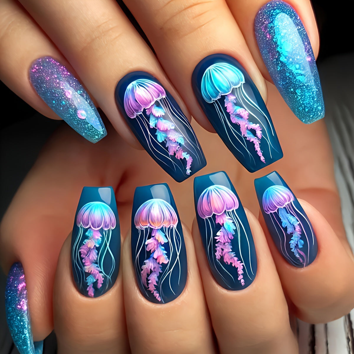 Jellyfish Themed Nail Art Acalora