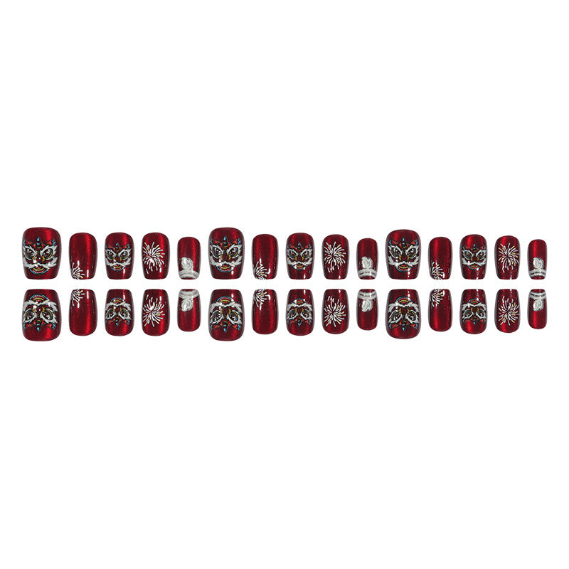 Artistic Holiday-Themed Press-On Nail Design Acalora