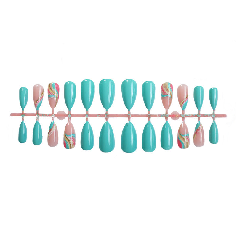 Artistic Press-On Nails Set with Unique Swirl Patterns Acalora