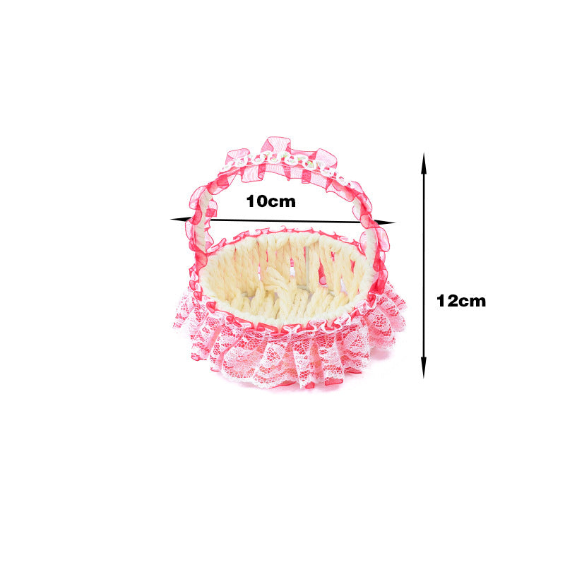 Decorative Lace Trim Woven Basket Acalora