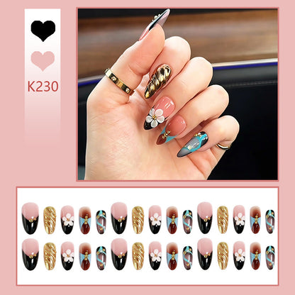 Artificial nail set with filigree floral decorations and glamorous accents Acalora