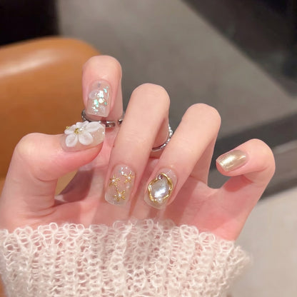 Elegant Floral Press-On Nail Art Set Acalora