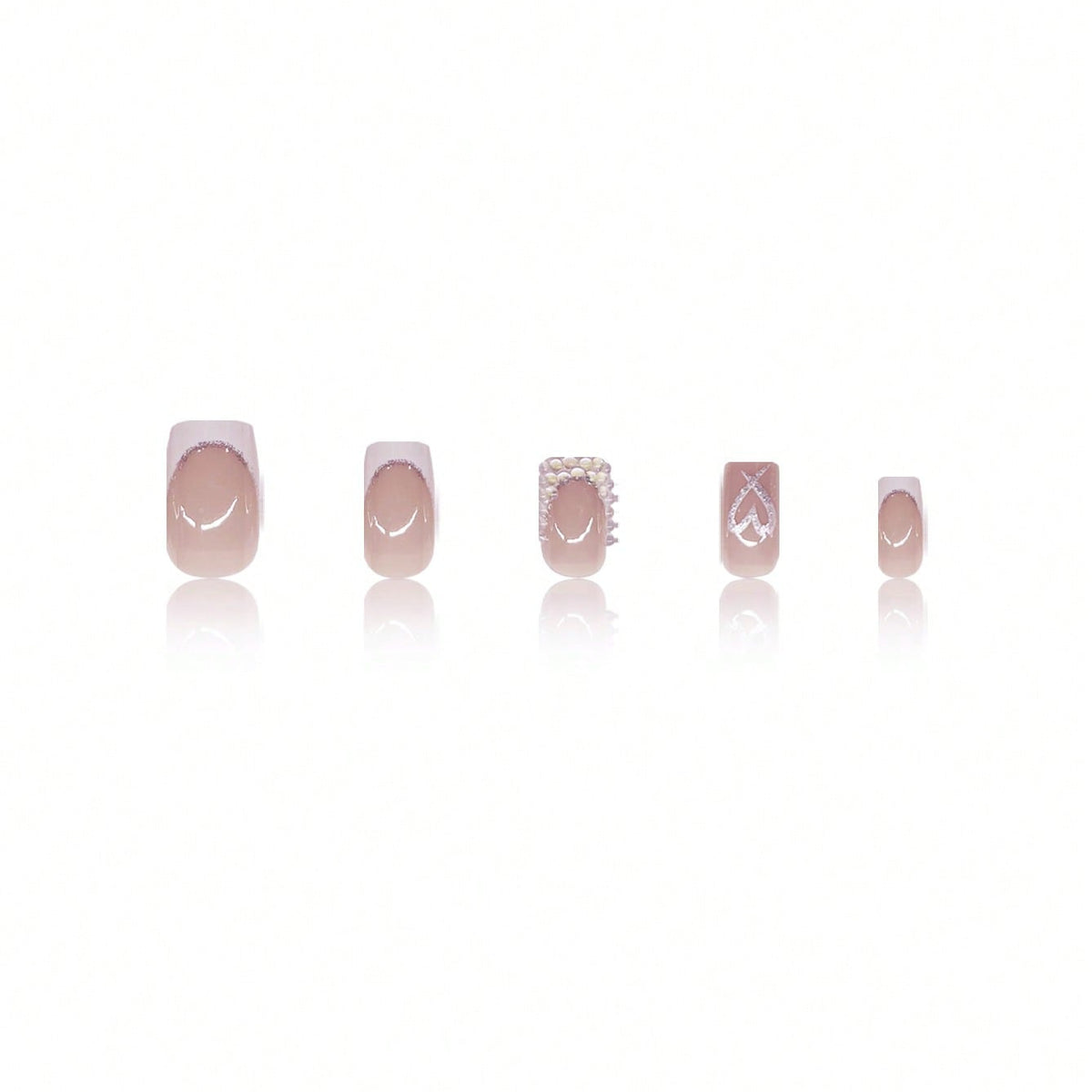 Decorative Rhinestone and Heart Design Press-On Nails Acalora